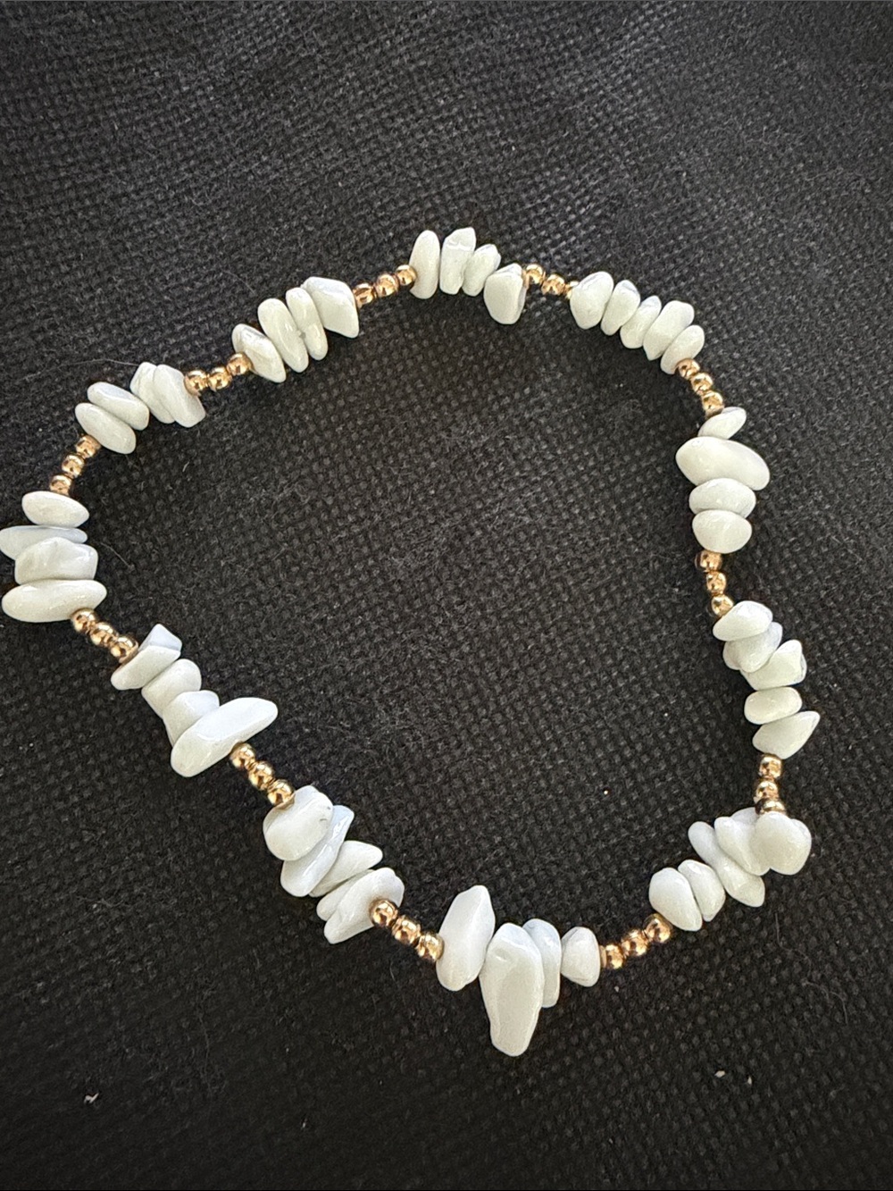 Bohemian Acrylic white rock & gold beads anklet bracelet